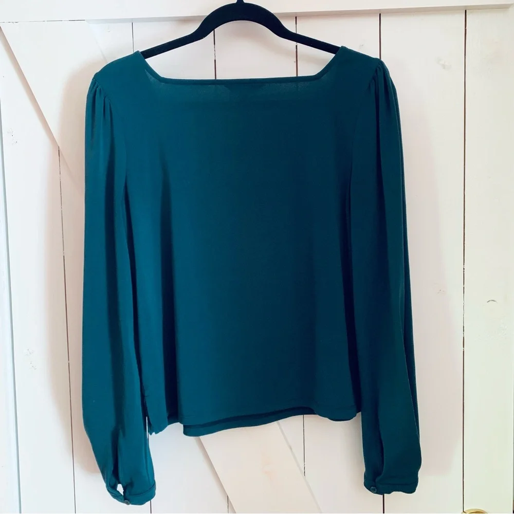 Banana Republic Jade Green Blouse Square Neck Flowy Medium M